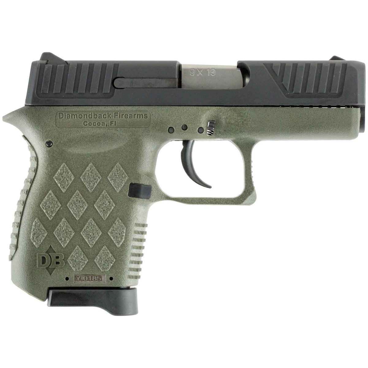 Diamondback DB9 9mm Luger 3in Black/OD Green Cerakote Pistol - 6+1 Rounds Diamondback DB9 9mm Luger 3in Black/OD Green Cerakote Pistol - 6+1 Rounds