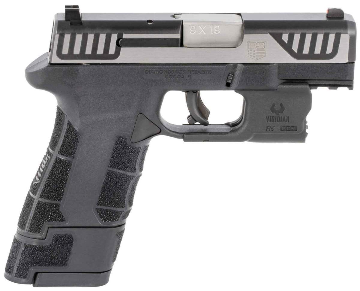 Diamondback DBAM29 Sub-Compact With Viridian Laser 9mm Luger 3.5in Black/Stainless Pistol - 17+1 Rounds Diamondback DBAM29 Sub-Compact With Viridian Laser 9mm Luger 3.5in Black/Stainless Pistol - 17+1 Rounds