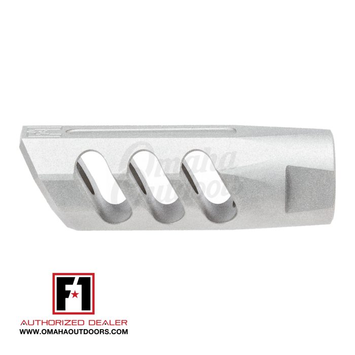 F1 Firearms 5.56 Flat Faced Compensating Muzzle Brake CrN Silver