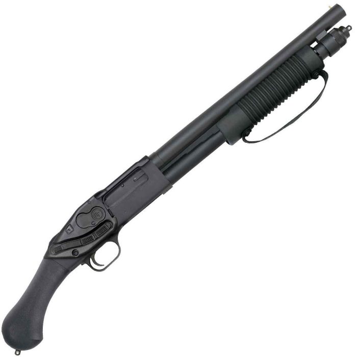 Mossberg 590 Shockwave Laser 12 Gauge 3in Saddle Black Pump Firearm - 14.38in