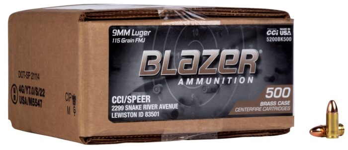 CCI Ammunition Blazer Loose Bulk Ammo Brass 9mm 115-Grain...