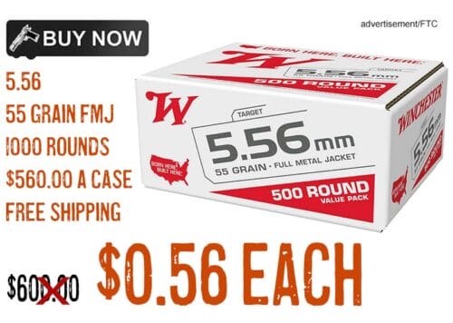 Winchester USA 5.56 Ammo 55 Grain 200-Rounds FMJ - .56
